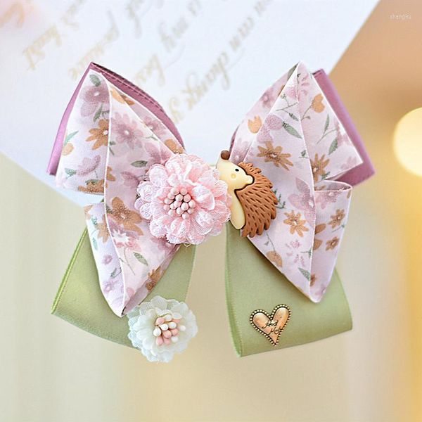 Accessoires pour cheveux 2023 Summer Floral Rribbon Hairpin Handmade Bow Girl Baby Headwear