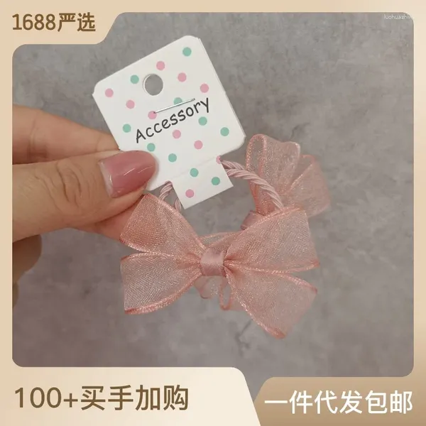 Accessoires de cheveux 2024 2pcs printemps / été coréen sweetheart bébé enfants petite fille en cuir band rose silk mini