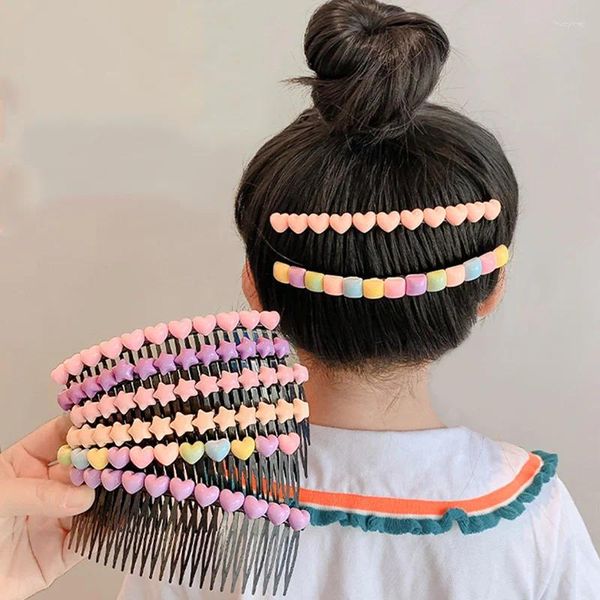 Accessoires pour cheveux 2024 Coloré Coeur Étoile Carré Long Peigne Pour Filles Belle Décorer Griffe Arrière Enfants Mignon