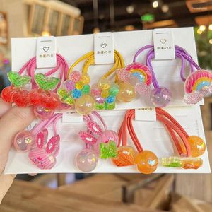 Accesorios para el cabello 2024 Color de verano Plástico Cereza Conejo Flor Banda elástica para niñas Niños Lindo Kawaii Fancy Ponytail Titular de goma Teis