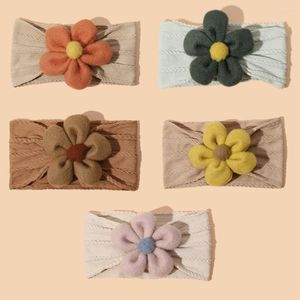 Accessoires pour cheveux 20 pièces/lot, grand bandeau en tissu à fleurs en Nylon pour enfants filles, élastique extensible, tricot de câble pour filles