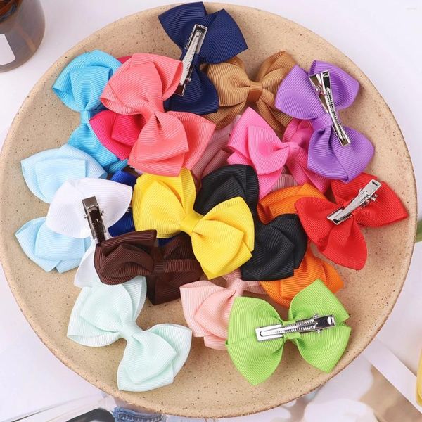 Accessoires de cheveux 20pcs / ensemble 2,5 pouces Mini Bows Clips Alligator Clips Grosgrain Ribbon Épingles à cheveux Barrettes pour bébés pour enfants