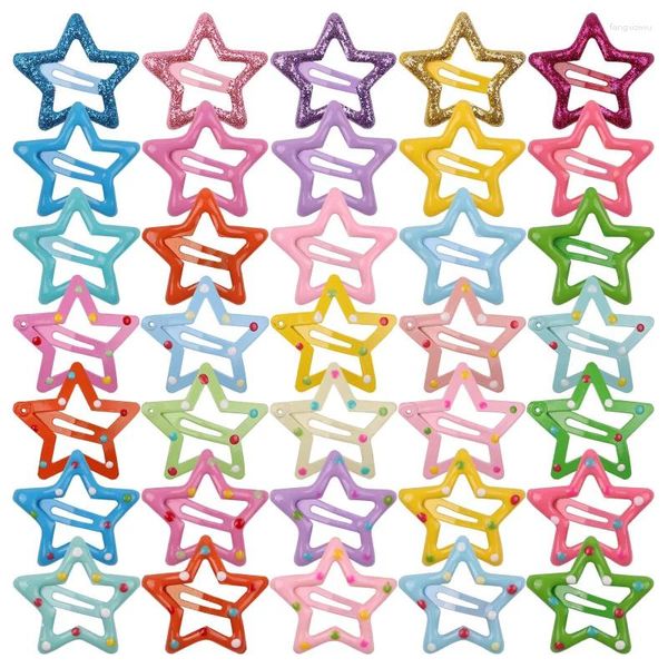 Accessoires pour cheveux 20pcs Silver Star BB Clips Femmes Grils Mignon Barrettes latérales en métal Grip Headwear