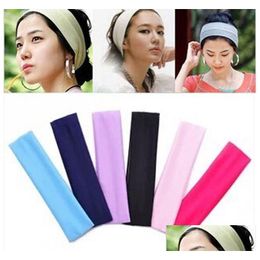 Accessoires pour cheveux 20x5cm nouvelle mode solide sport yoga danse motard large bandeau capuche ruban extensible bandeau élastique fille / femme tête Wr Dhxcr