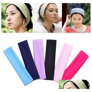 Accesorios para el cabello 20X5 cm Nueva moda Sólido Deporte Yoga Danza Biker Diadema ancha Capucha Cinta elástica Hairband Elástico Chica / Mujer Cabeza Wr Dhmle