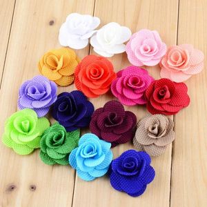 Haaraccessoires 250 stks/partij 16 kleuren voor U Pick 1,57 inch Petite handgemaakte jute roze bloemen bruiloft decor kledingstuk groothandel aanbod