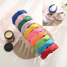 Accesorios para el cabello 25 pzas/lote 25 colores U Pick Up niñas diadema ancha aros con nudo cruzado mujeres liso aro sólido diadema de satén sombreros DIY