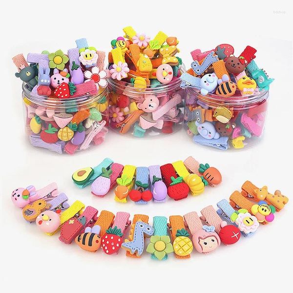 Accesorios para el cabello 26 piezas una caja de clips para niños para niñas bebé dibujos animados fruta animales tocado princesa pequeño conjunto de horquillas