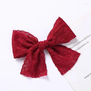 Accessoires pour cheveux 2 pièces pour bébés filles, épingle à cheveux en dentelle avec nœud papillon, jolis Clips de couleur unie, automne hiver, couvre-chef coréen pour étudiantes