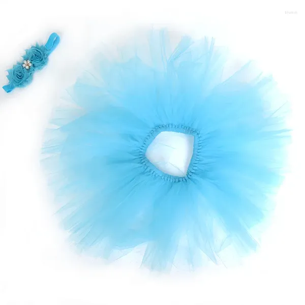 Accesorios para el cabello 2 PPC Faldas nacidas Baby Kids Tulle Tul con juego de diadema de flores D5QF