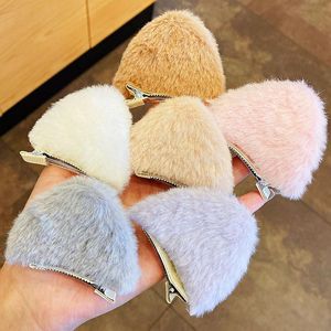 Accessoires pour cheveux 2 pièces oreilles de chat un mot épingle à cheveux tridimensionnelle peluche frange pince doux mignon Animal côté style BB