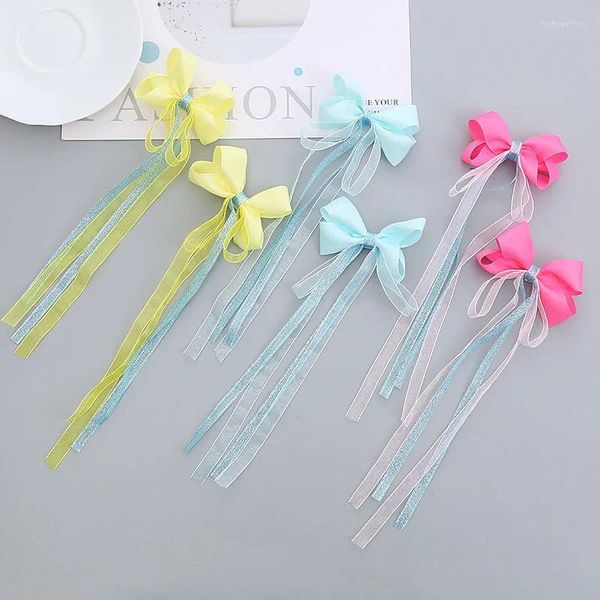 Accessoires de cheveux 2pcs Enfants de style chinois Ruban Handmade Bow Girls Filles épingles à cheveux Clips pour enfants Headwear bébé