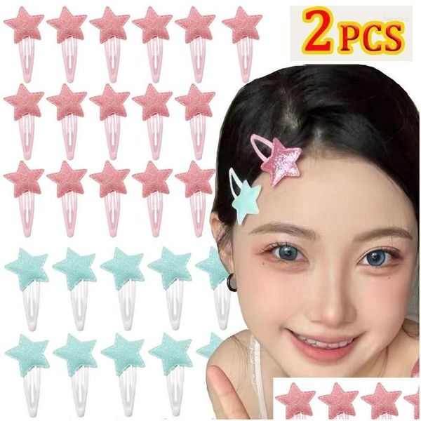 Accesorios para el cabello 2 unids Colorf Estrellas de cinco puntas Clip Horquillas Y2K Lindo Barrette Moda Horquilla Accesorios Accesorios Drop Entrega Pro Dhir4