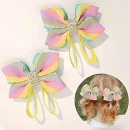 Haaraccessoires 2 stks kleurrijke vlinder haarspeld barettes boutique strass clip voor nest meisjes lint headweer kinderen