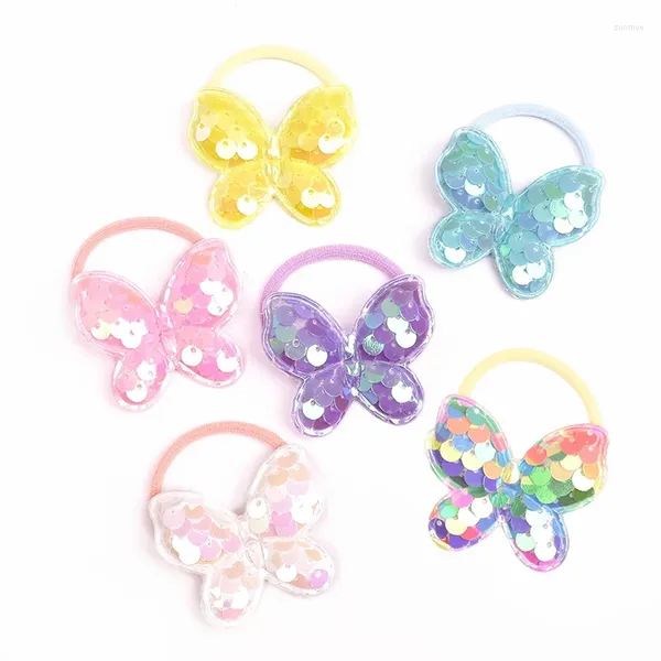 Accesorios para el cabello 2 uds. Lindo lentejuelas escamas de pescado mariposa niñas niños bandas elásticas princesa niños corbatas bebé sombreros