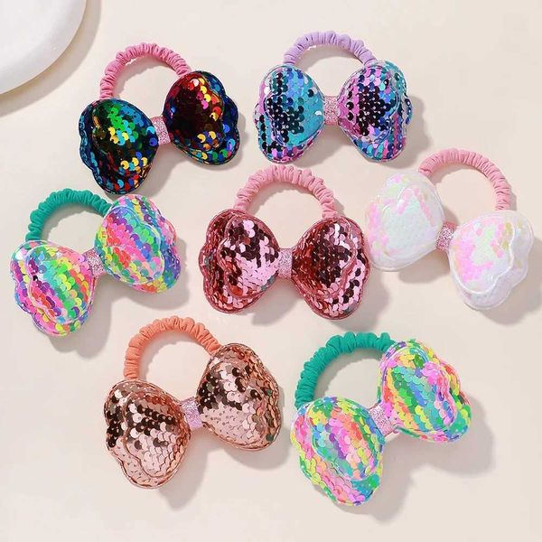 Accessoires de cheveux 2pcs / lot Flower Bow Girls Kids Tail Elastic Hair Bands Childre