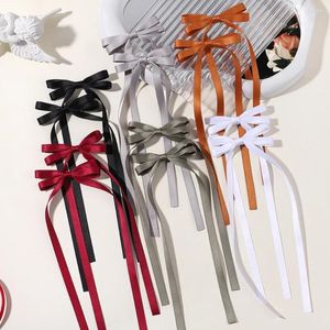 Accessoires pour cheveux, 2 pièces/lot, bandeau avec nœud en ruban, Long pompon, mignon, Clip pour femmes et filles, couvre-chef de fête, Clips latéraux, vente en gros