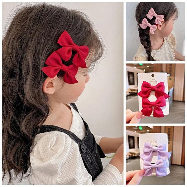 Accessoires pour cheveux, 2 pièces, joli couvre-chef à nœud, douce petite fille d'été, épingles à cheveux rouges en filet pour bébé, Clips pour enfants, cadeaux