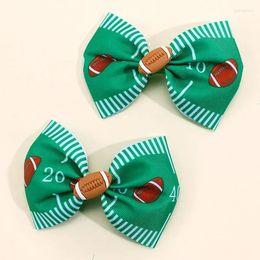 Accessoires pour cheveux, 2 pièces, joli nœud avec ruban à Clip, épingles à cheveux imprimées de Football américain, Barrettes pour filles, couvre-chef pour enfants