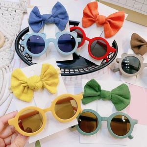 Haaraccessoires 2PCS/Pack Children Summer Bow Headband Vintage Girl Sunglasses Protective SiGgles Baby Baby