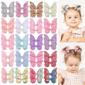 Accessoires pour cheveux 2 pièces pince papillon à paillettes filles frange latérale belle coiffure de bébé brillant cadeau de princesse en gros