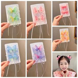 Haaraccessoires 2 stks/set Legering Vlinder Clip Leuke Strik Doek Meisje Haarspeld Hanfu Ornament Kwastje Styling Tool Hoofdtooi