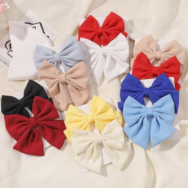 Hair Accessories 2pcs/set Baby Bows Clip For Kids Lovely Grosgrain Ribbon Hairgripes Girls 4.5" Cheer Up Pins Toddler Headwear Set
