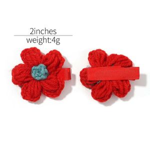 Accessoires de cheveux 2pcs / ensemble pour bébés filles laine tricot tricot couches faites à la main Crochet petite fleur de bouffée