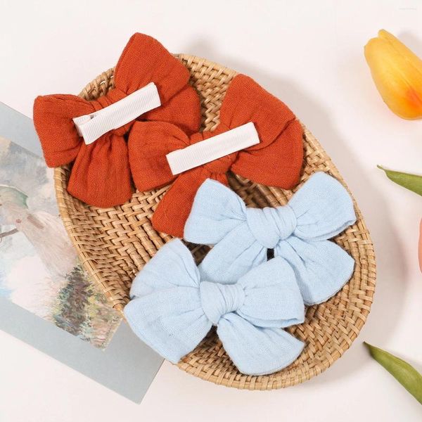 Accessoires pour cheveux 2 pièces/ensemble, pince à nœud en coton pour bébés enfants, Barrettes mignonnes, épingle à cheveux de sécurité pour couvre-chef