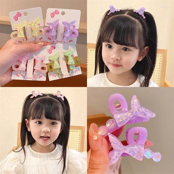 Accessoires de cheveux 2pcs / Set Enfants Filles Super Fée Brillant Coloré Fishtail Grab Clip Phair Enfants Griffe Chapeaux Party Style Coiffe