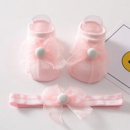 Accessoires pour cheveux 2pcs / set enfants bébé bandeau chaussettes princesse fille mignonne et fleur bowknot couronne headwrap