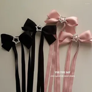 Haaraccessoires 2 stks/set Mode Korea Roze Lint Strik Clips Voor Leuke Meisjes Handgemaakte Pentagram Eendenbek Haarspeldjes Haarspelden