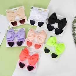 Accessoires pour cheveux 2pcs / Set Lunettes de soleil pour bébé en forme de coeur avec bandeaux en satin de soie