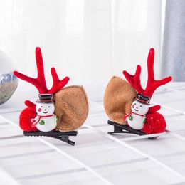 Haaraccessoires 2 stks/set Lovely Christmas Elk Ear Hair Clip Baby Girl Santa Snowman Haarspeld Kerstmis feest Barrettes For Kids Cosplay Headwar