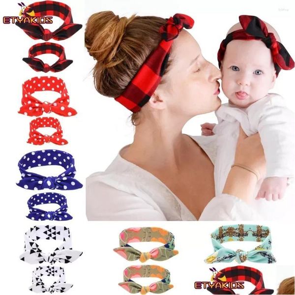 Accesorios para el cabello 2 unids/set madre hija arcos a juego diademas de color sólido para niños mamá niños banda para la cabeza familia sombreros gota del ot2ir