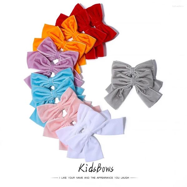 Accessoires pour cheveux 2 pièces/ensemble épingles à cheveux en velours doux pour filles, couvre-chef mignon fait à la main, couleur unie, pince à nœud élégante, cadeaux pour enfants