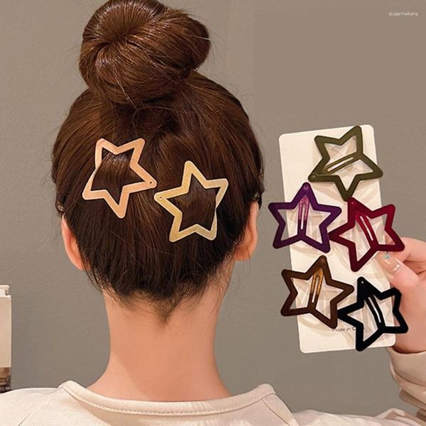 Accesorios para el cabello 2 unids/set Clips de estrella para mujer pasadores de pentagrama flocado moda para chicas horquillas laterales grandes