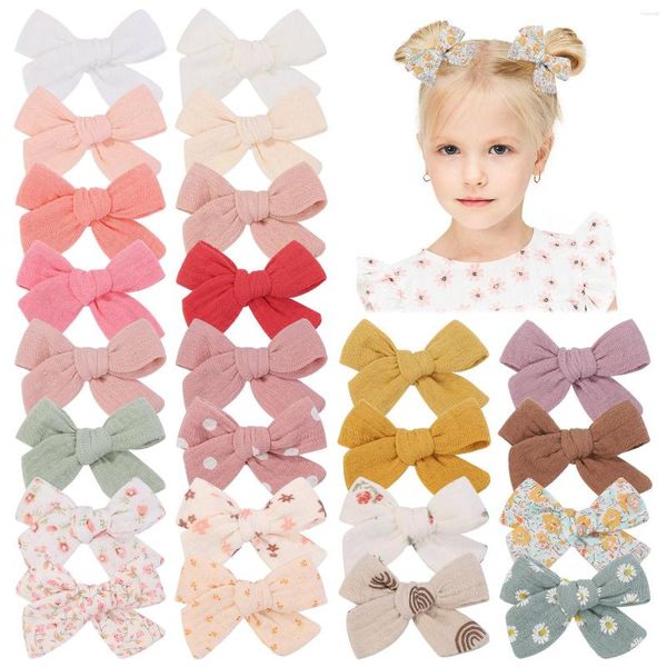 Accessoires pour cheveux 2 pièces/ensemble, nœud enveloppé, épingle à cheveux pour enfants, pinces en coton doux, bébé en bas âge, nœud papillon imprimé mignon fait à la main pour filles