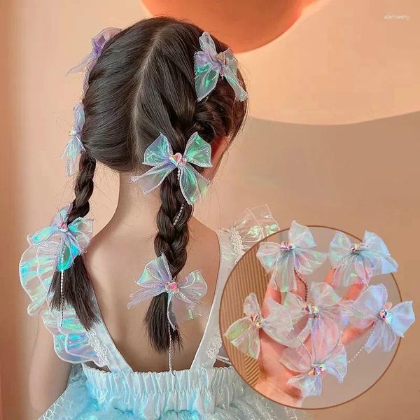 Accesorios para el cabello 2 unids brillo mariposa flor arco trenzado cadena perla lado barrettes niñas bebé horquilla mujeres