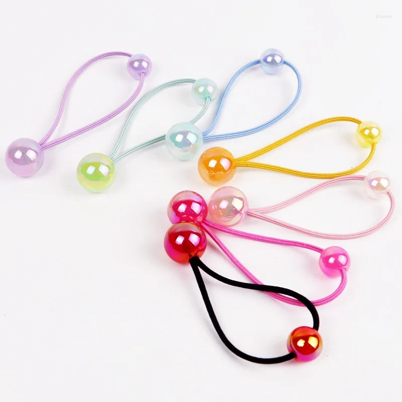 Hårtillbehör 2st Shiny Candy Color Ball Long Rubber Rep Barn Girls Elastic Bands Classic Rings No Harm Ponytail Holder