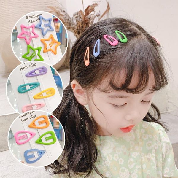 Accesorios para el cabello 2 uds Clips de estrella de Color sólido para niños niñas sombreros pasadores de aleación lindo brillo BB horquillas