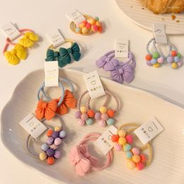 Accessoires pour cheveux, 2 pièces, bandes élastiques avec nœud papillon doux, chouchous, joli nœud couleur bonbon, fleur, pour bébés filles, mignon