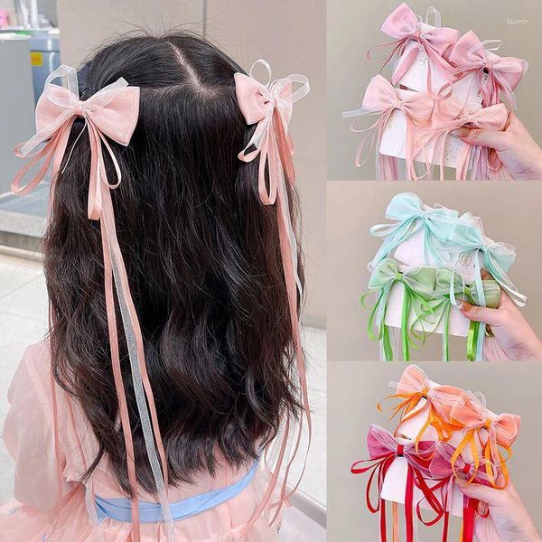 Accessoires pour cheveux 2pcs Tendance Bijoux Esthétique Enfants Super Fée Bow Streamer Clip Fille Chinoise Style Ancien Hanfu Collocation Cadeaux