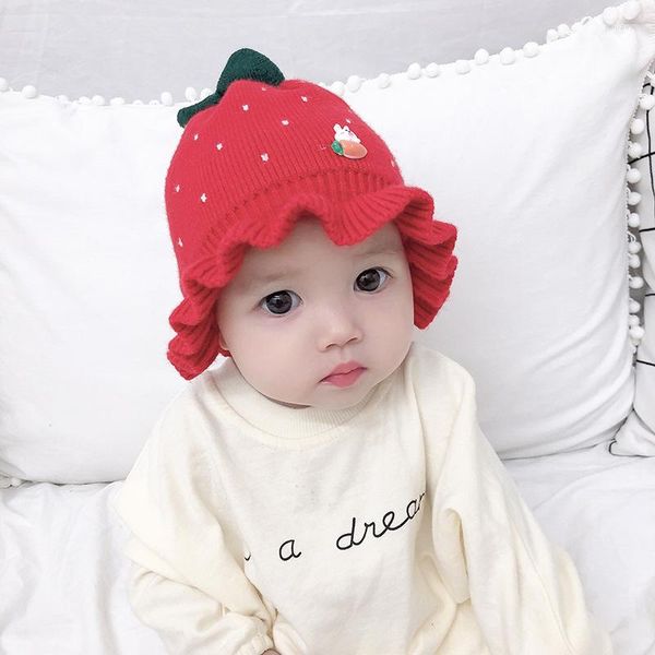 Accessoires de cheveux 3 Couleurs Hiver Mignon Chapeaux Tricotés Pour Bébé Filles Bonnet En Laine Chapeau Avec Des Points Infantile En Plein Air Chaud Casquettes Chapeaux 0-12M