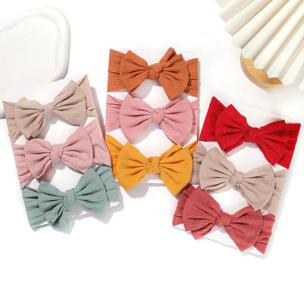 Accessoires pour cheveux 3 pièces/ensemble pour bébés filles, joli bandeau noué avec nœud, doux tricoté, couvre-chef pour enfants, Turban, cadeaux de naissance