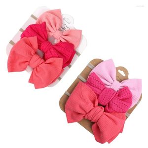 Accessoires de cheveux 3 PCS / Set Couleur continue Baby Elastic Band Turban Princess Bowknot Bandons de nylon doux en nylon pour les nourrissons nés