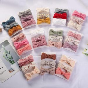 Haarschmuck 3 Teile/satz Solide Musselin Baumwolle Leinen Baby Stirnband Elastisches Ohrband Kleinkind Mädchen Turban Headwraps Stretch