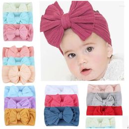 Accessoires pour cheveux 3 pièces / ensemble gaufré arcs bébé bandeau cotons bowknot haarband fille bandeaux coton enfants bande filles livraison directe compagnon Otuqm