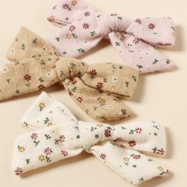 Accessoires pour cheveux 30 pièces/lot, tissu imprimé Floral, pince à nœud, bandeau en nylon noué à la main, couvre-chef à la mode pour bébé