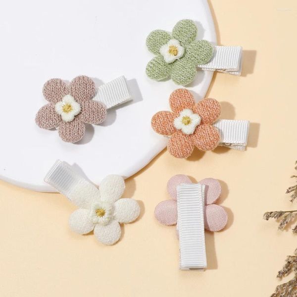 Accessoires pour cheveux, 30 pièces/lot, Barrettes en forme de fleur de soleil au Crochet, épingles à pinces crocodile pour bébés filles, pinces à cheveux en tricot, vente en gros